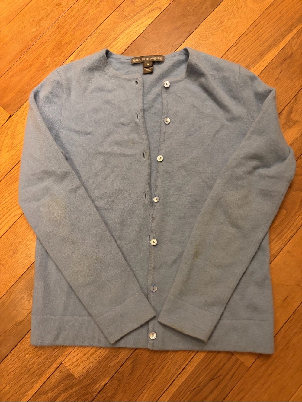 Saks Fifth Avenue Light Blue 100% cashmere Cardigan